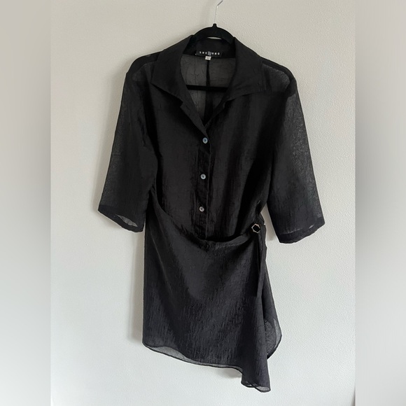 Vintage Sheer Belted Sue Wong Dress, size large - Picture 2 of 5